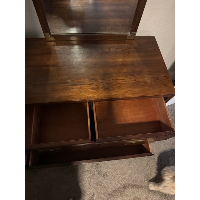 1960s Henredon Campaign Style Bedroom Dresser W/Mirrors For Sale In Tampa - Image 6 of 16