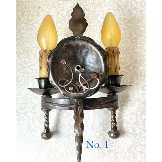 Mission Antique Bronze Metal Spanish Revival Sconce For Sale - Image 3 of 13