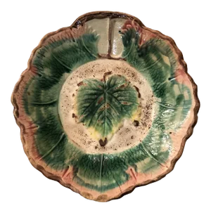 Vintage Rustic Joseph Mayer Pottery Leaf Bowl