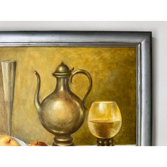 Wood Vintage Still Life Oil on Canvas Painting by Irena Kozlowska For Sale - Image 7 of 12