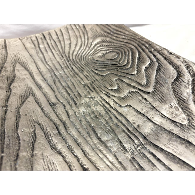 Vintage Z. Gallerie Faux Bois Metal Footed Platter For Sale - Image 11 of 12