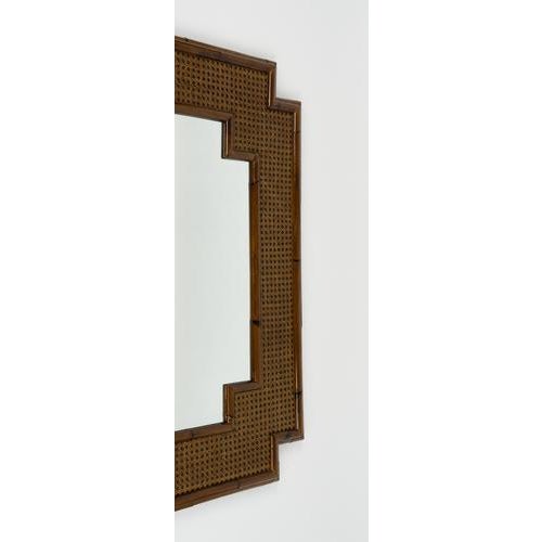 Mid-Century Modern Italian Bamboo and Rattan and Wicker Wall Mirror, 1970s For Sale - Image 6 of 12