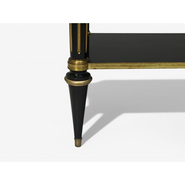 Black Hollywood Regency Style, Black Lacquer, Marble, Console Table, Usa, 1960s For Sale - Image 8 of 9