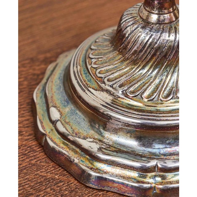 Silver Silver-Plated Bronze 3-Armed Candelabras, Set of 2 For Sale - Image 8 of 10
