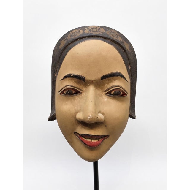 1950s Balinese Mask Mounted on a Steel Base, 1950s For Sale - Image 5 of 12
