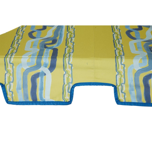 Metal Interior Awning in Ferrick Mason Whiskey Stripe Green Blue For Sale - Image 7 of 7