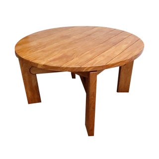 Wood Table with Integrated Extension attributed to Maison Regain, 1980s For Sale