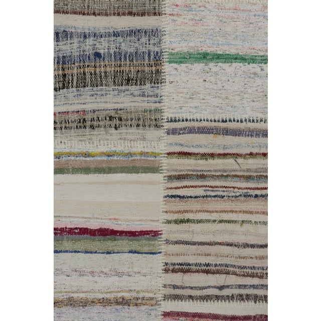 Contemporary Rug & Kilim’s Patchwork Kilim Extra-Long Runner in Polychromatic Stripes For Sale - Image 3 of 7
