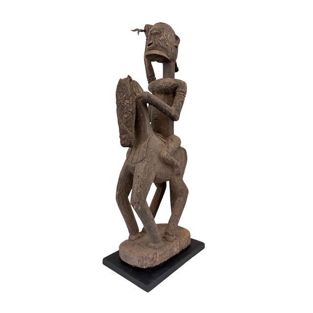Lg Old African Dogon Hand Carved Wood Horseman Mali 31" H W/Stand For Sale - Image 9 of 9