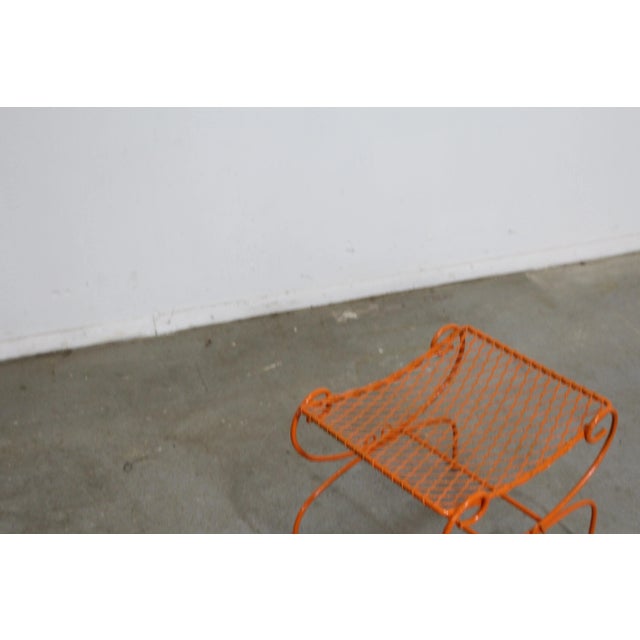 Vintage Mid-Century Modern Atomic Orange Metal Stool For Sale In Philadelphia - Image 6 of 13