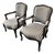 French Louis XV Style Striped Fauteuil Armchairs, Pair For Sale