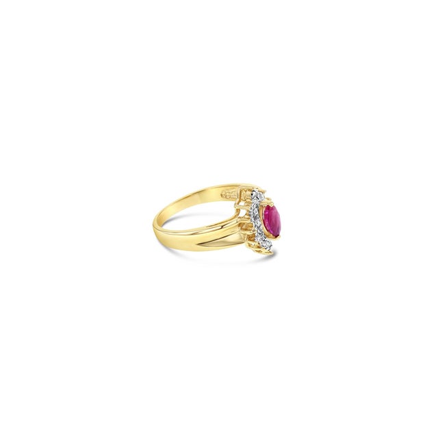 Contemporary Marquise Ruby Center with Diamond Halo Ring, Size 6.25 For Sale - Image 3 of 5