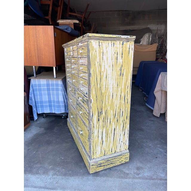 Antique Dry Scraped Painted Mahogany Apothecary Cabinet For Sale - Image 4 of 11