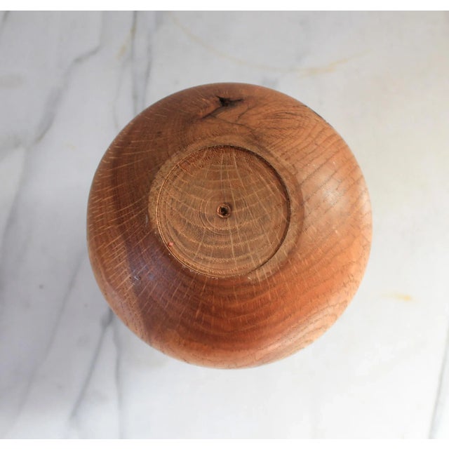 Brown Vintage Hand Turned Wood Vase For Sale - Image 8 of 8