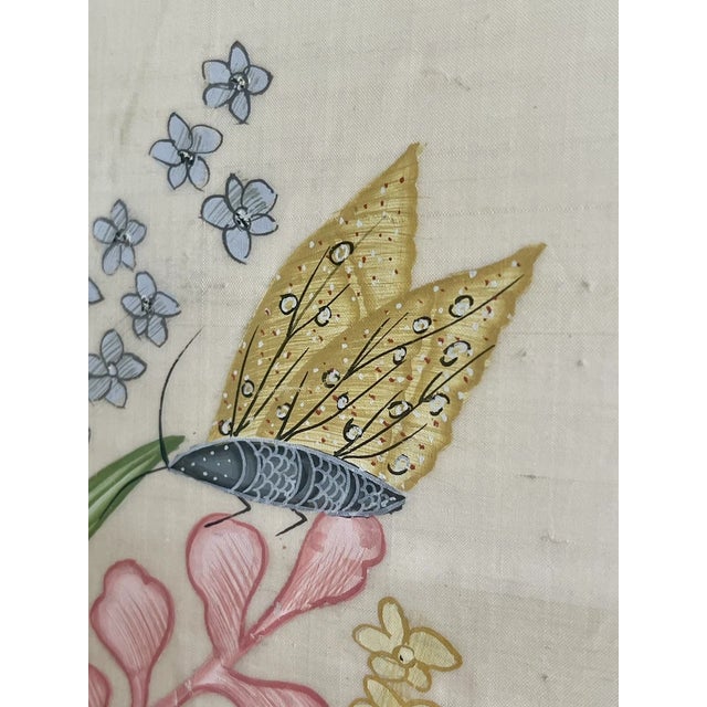 1930s Exceptional Oversized Vintage Chinoiserie Floral Still Life Painting on Silk For Sale - Image 4 of 7