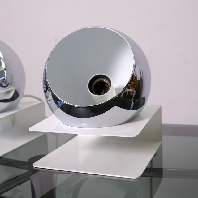 Silver Vintage Italian Table Lamps in Metal, 1960s, Set of 2 For Sale - Image 8 of 18