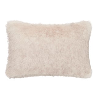 White Rectangular Faux Fur Cushion by Villa Como For Sale