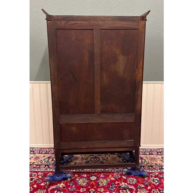 Antique English Bookcase Bookshelf Cabinet Double Door Barley Twist Oak c.1930s For Sale - Image 17 of 17