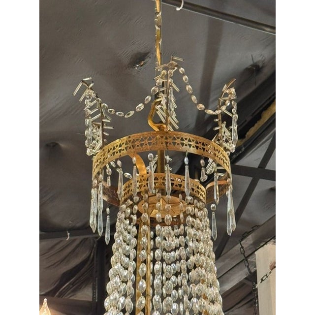Metal 19th Century Swedish Gustavian Crystal Chandelier For Sale - Image 7 of 7