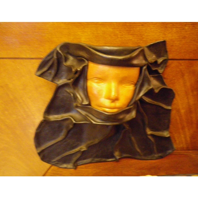 Handmade Decorative Wall Mask in Leather, 1980 For Sale - Image 9 of 11