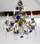 Blue 1910s Indigo Blue Crystal Flowers & Gilt Vine Chandelier For Sale - Image 8 of 13