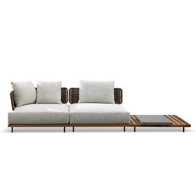 Minotti Minotti Quadrado Outdoor Sectional W/ Teak Wood Table For Sale - Image 4 of 12