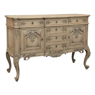 Antique Liege Regence Style Country French Buffet ~ Credenza in Stripped Oak For Sale