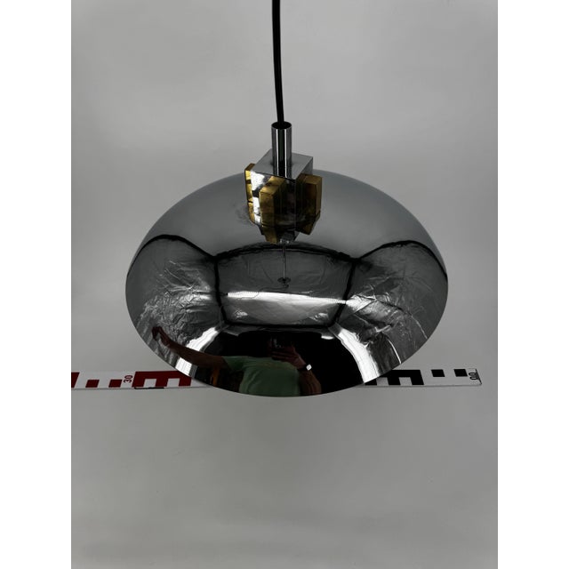 Bauhaus Pendant Lamp in Chrome and Brass by Art Line, 1980s For Sale - Image 13 of 15