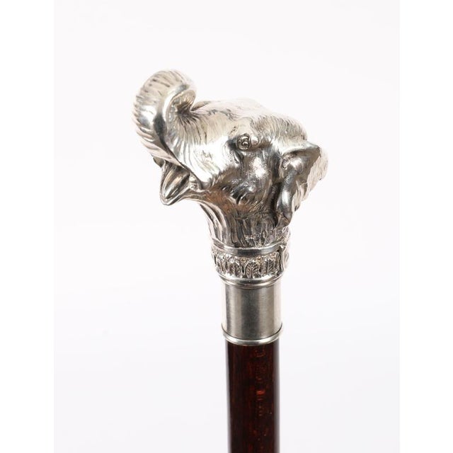 Antique Sterling Silver Elephant Walking Cane Stick, 1800s For Sale - Image 11 of 17