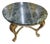 Late 20th Century Hollywood Regency Round Green Marble Top Center Table With Gilt Scroll Base For Sale