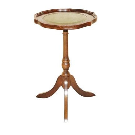British Pie Crust Racing Green Leather Gold Leaf Tripod Table For Sale - Image 17 of 17