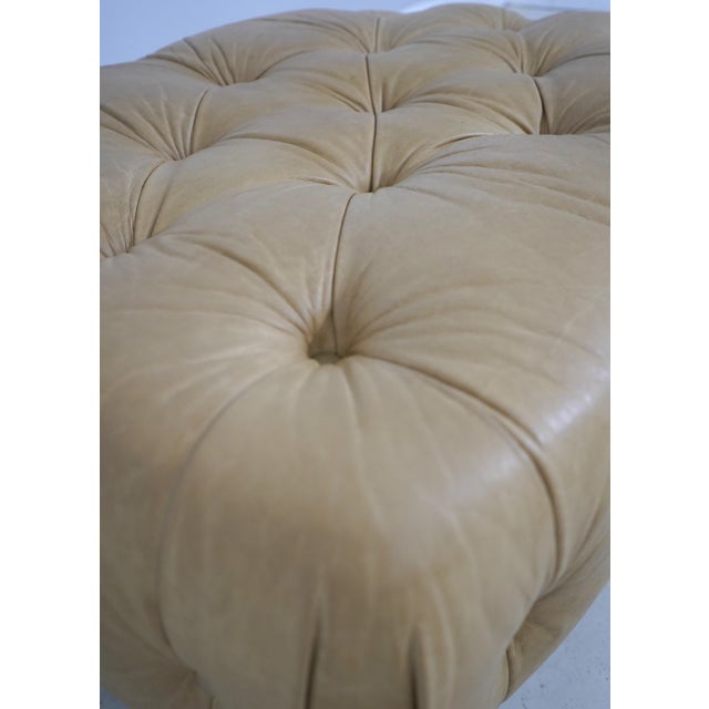 Chesterfield Style Tufted Leather Ottoman Stool For Sale In Philadelphia - Image 6 of 13