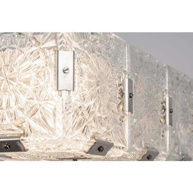 Large Mid-Century Glass Chandelier from Veb Lighting, Germany, 1970s For Sale - Image 10 of 16