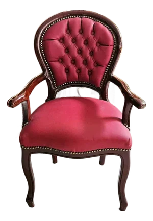 Burgundy Leather Tufted Armchair – Classic French Style Accent Chair