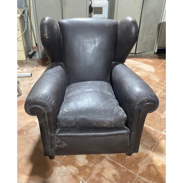 Black Leather Lounge Chair from Poltrona Frau, 1940s For Sale - Image 8 of 8