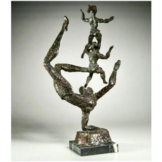 Chaim Gross, Large Chaim Gross Mid Century Mod Bronze Sculpture Circus Acrobats WPA Artist For Sale