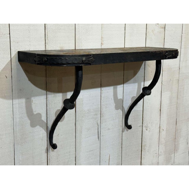 Metal Console Table in Forged Steel and Slate Top, 1950s For Sale - Image 7 of 12