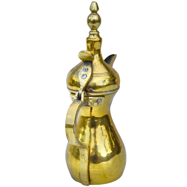 Mid 20th Century Handmade & Detailed Moorish Brass Coffee Pot Accent For Sale In New York - Image 6 of 10
