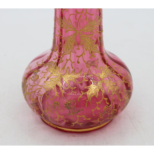 Late 19th Century Circa 1890 Bohemian Moser Gilt Decorated Cranberry Vase For Sale - Image 5 of 6