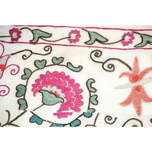 19th C. Suzani Bukhara Uzbekistan Antique Embroidered Islamic Art Textile Susani For Sale - Image 12 of 13