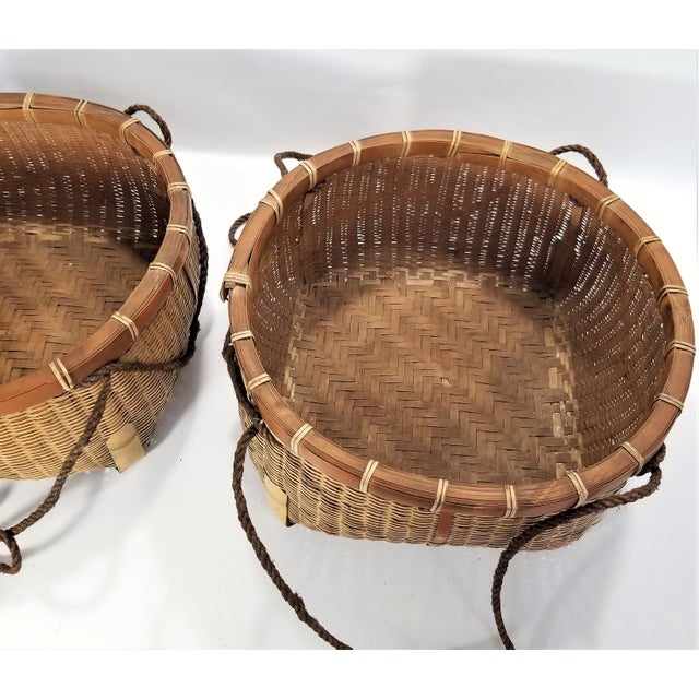 Large Authentic Vintage Mid Century Japanese Fishing Baskets a Pair