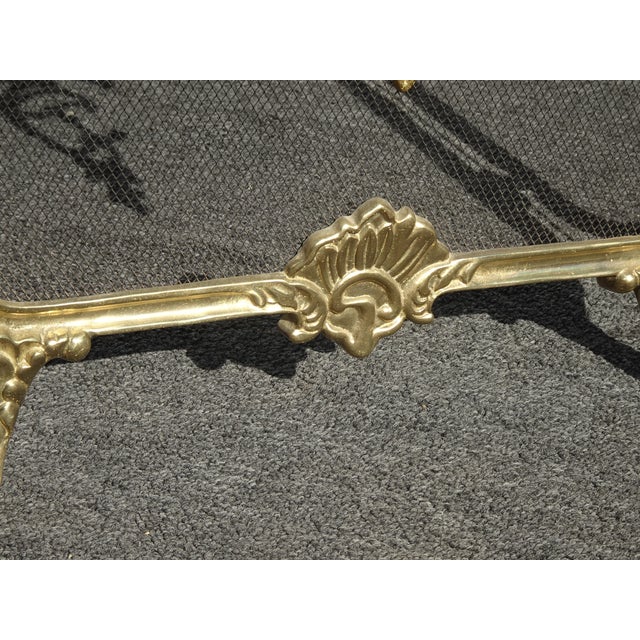 Vintage French Provincial Ribbons Love Birds Gold Brass Fireplace Screen #1 For Sale - Image 14 of 15
