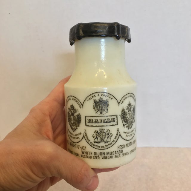 Great vintage Maille White Dijon Mustard crock. Great item to add to your vintage farmhouse kitchen collection. Also great...