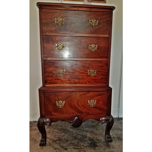 Early 20c Irish Georgian Style Mahogany Tall Boy For Sale - Image 4 of 9