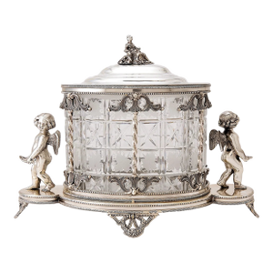 Antique Circa 1900 Biscuit Barrel Jar Victorian Cherub