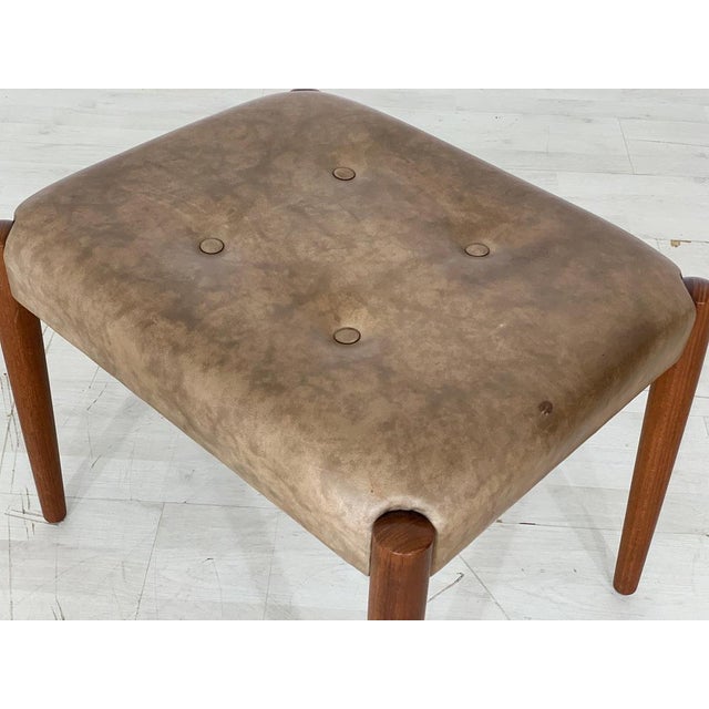 Danish Teak & Leather Stool For Sale - Image 5 of 7