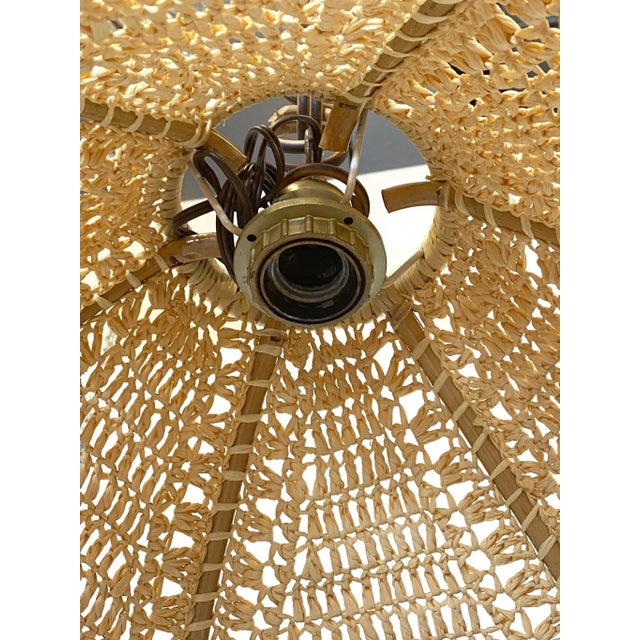 Pendant Light in Straw & Bamboo, 1970s For Sale - Image 6 of 9