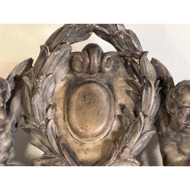 Rococo 19th Century French Carved Wood Wall Mirror With Cherub Crest For Sale - Image 3 of 9