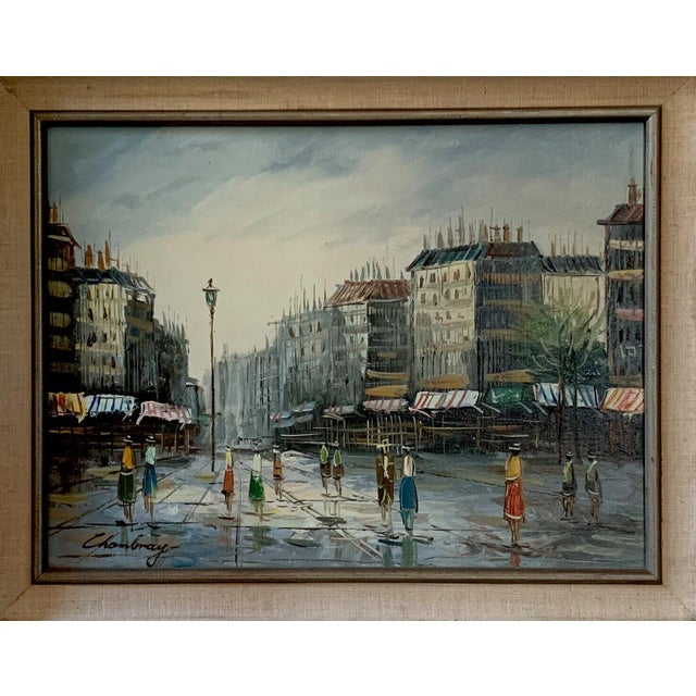 Up for sale is an incredible, finely-detailed Parisian cityscape oil painting depicting a Parisian street scene. The...