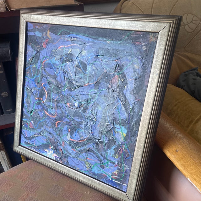 Nice artwork by John frates, mid century modern, an action painter with drips and textures, associated with Florida artist...